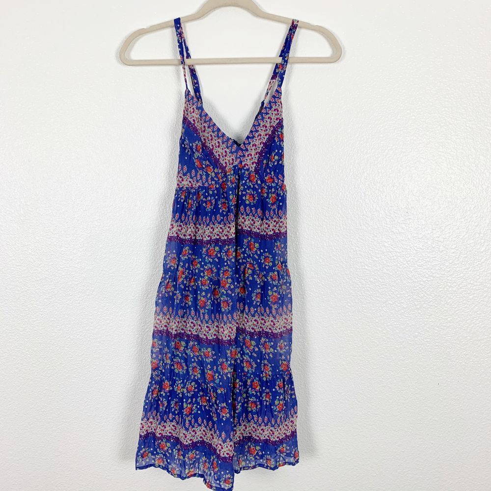 Mossimo Blue Floral Spaghetti Strap Summer Dress S - Picture 5 of 7